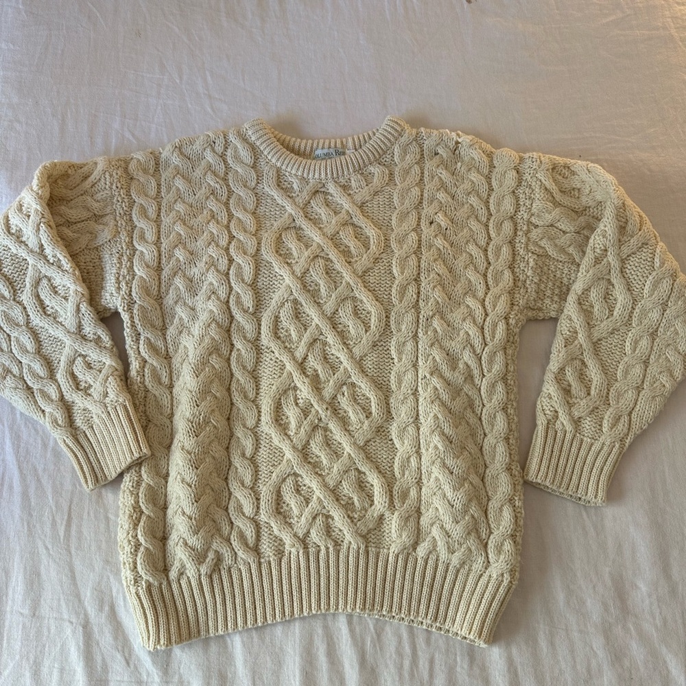 100% Wool Cable Knit Cream Sweater